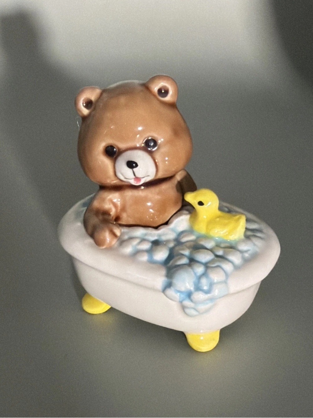 Vintage Originals by Erika Bear with Rubber Ducky in Tub - Porcelain Japan